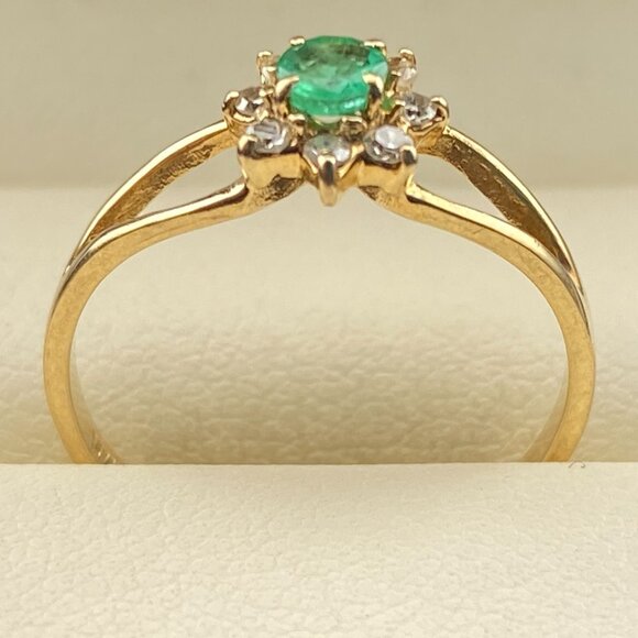 0.18 Ct Natural Emerald 0.12 Ct Diamond Engagement Ring 14K Yellow Gold Sz 6.25 - Picture 13 of 14